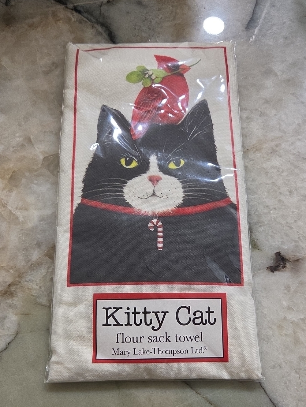 Mary Lake-Thompson Black & White Kitty Cat Flour Sack Towel